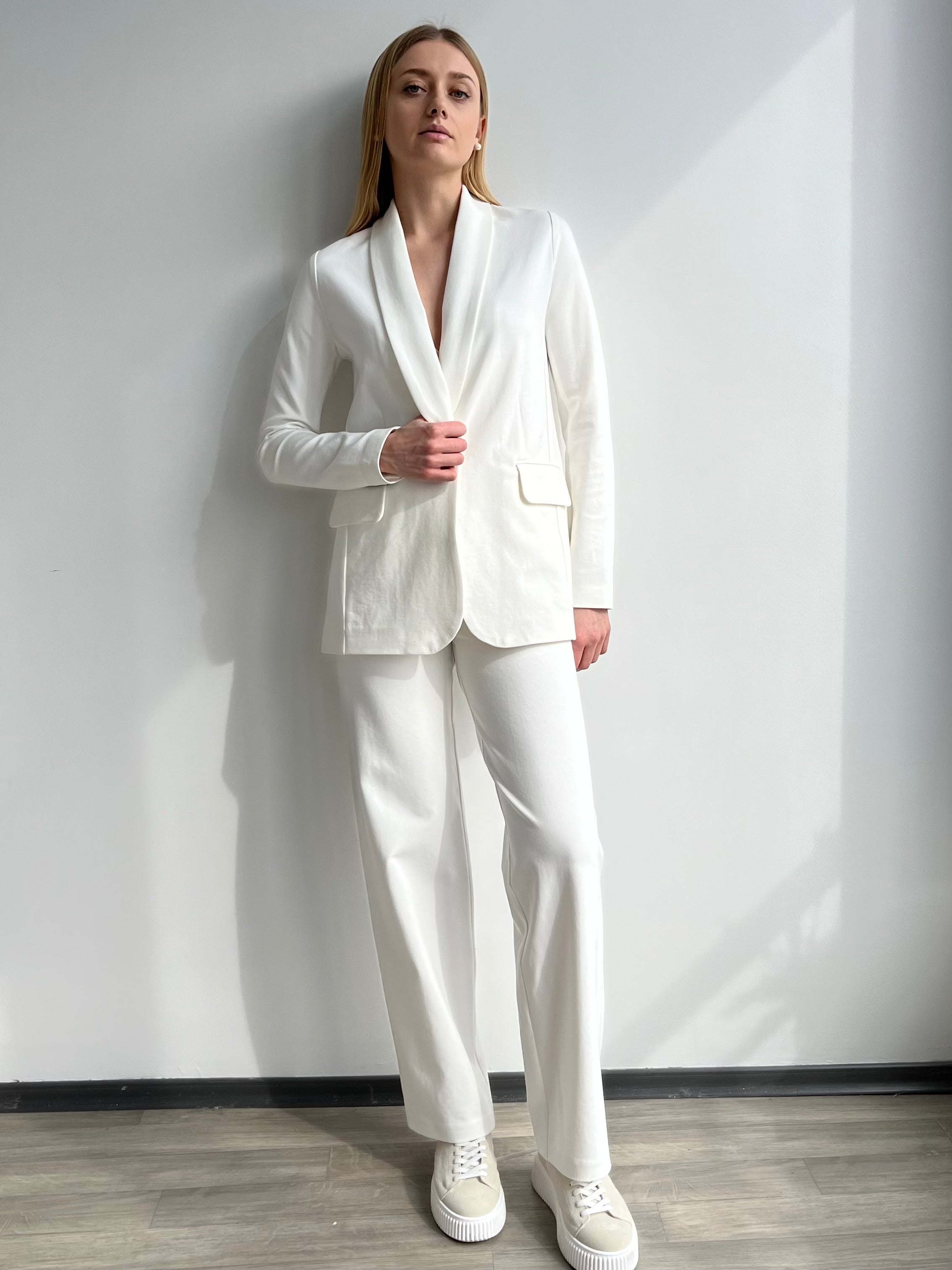 Shawl Collar Blazer and High Rise Straight Pants Suit